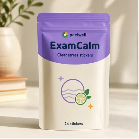 ExamCalm clear stress stickers for teens — 24-pack pouch